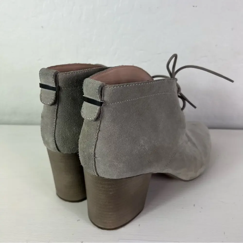 French connection Boots Womens 11 Gray Dinah Suede Leather Block heeled lace Up